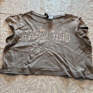 Divided Gray Graphic Tank Top